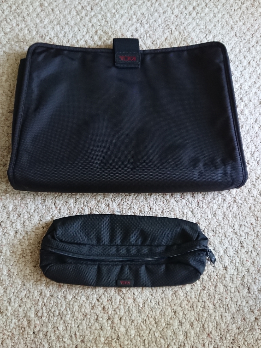 Tumi Alpha Black laptop sleeve & Electronic cord travel pouch, 2 piece set